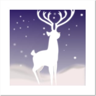 Spirit of the deep forest, snow deer, classic style, Posters and Art